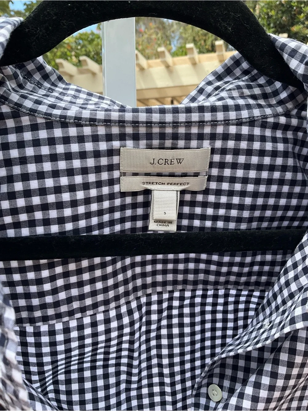 J. Crew Black and White Gingham Button-Down Shirt